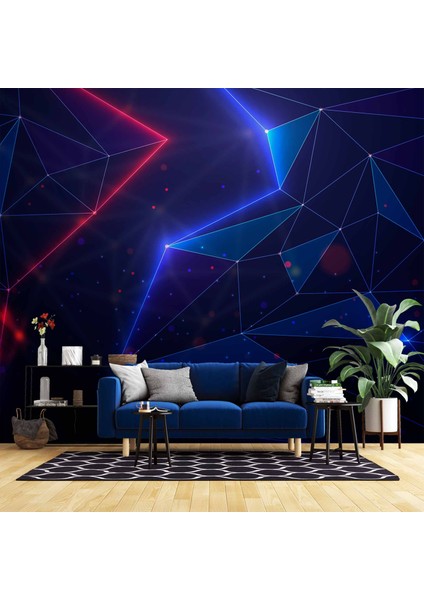3 Boyutlu Gamer Kırmız ve Mavi Neon Temalı