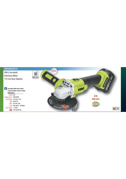 Avuç Taşlama 21V 115MM Kömürsüz WD040520210 fiyatları