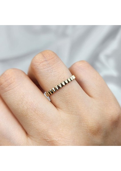 Altın Yüzük - Gösterişli Geometrik Kesim Modern Tasarım 14 Ayar Altın Yüzük fiyatları