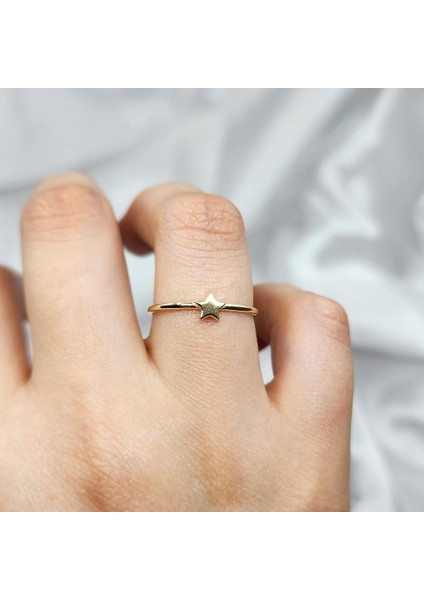 Altın Yüzük - Sade Minimal Tasarım 14 Ayar Altın Yıldızlı Yüzük fiyatları