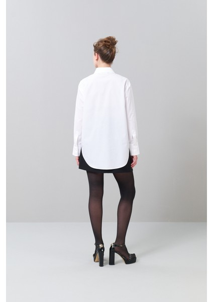 Çiçek Broşlu Boyfriend Gömlek Beyaz K2513533_002 fiyatları