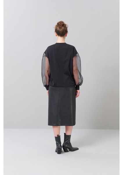 Önü Pullu Kolları Organze Bluz Siyah K2523011_001 fiyatları