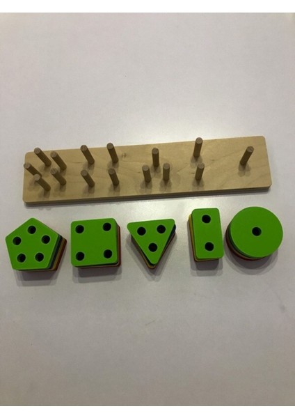 Eğitici Ahşap Geometrik Şekilli Montessori Bul Tak (21'parça)