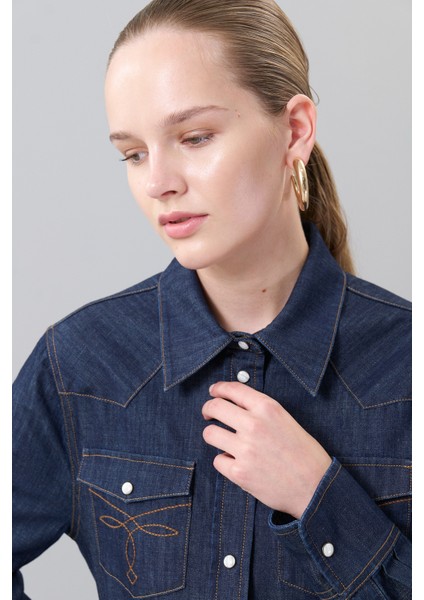 Çıtçıtlı Denim Gömlek Lacivert K2513520_015 fırsatları