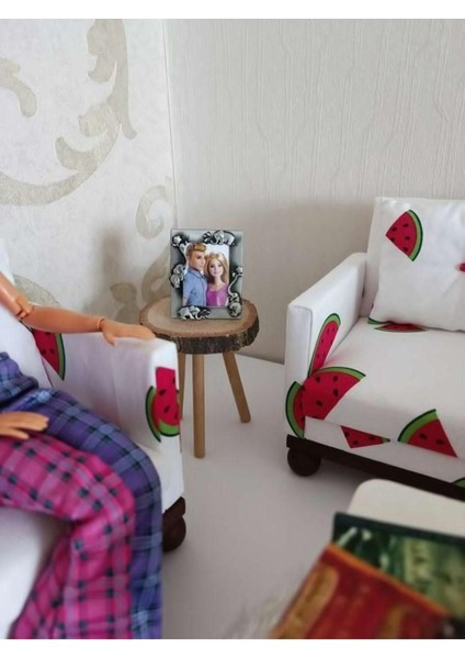 Minyatür Ahşap Oyuncak Bebek Barbie Uyumlu Tekli ve Ikili Koltuk Seti