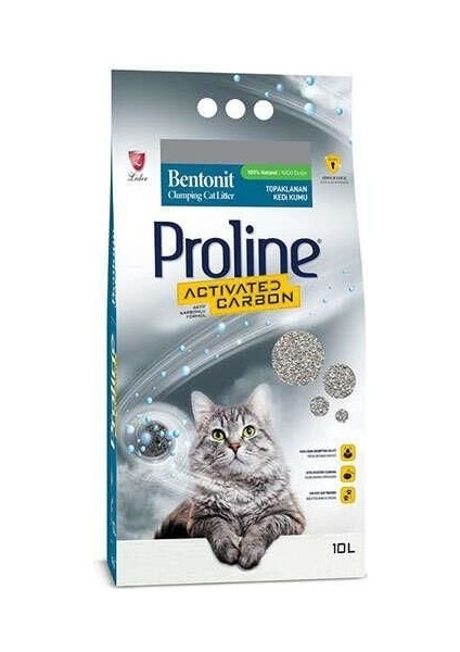 Proline Aktif Karbonlu Kokusuz Topaklanan Kedi Kumu 10 Lt