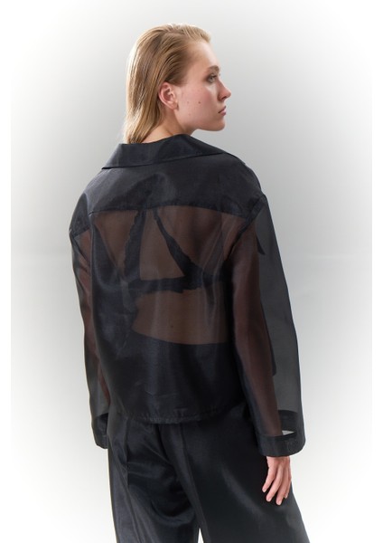 Çift Cepli Uzun Kollu Organze Gömlek Siyah K2513529_001 fiyatları