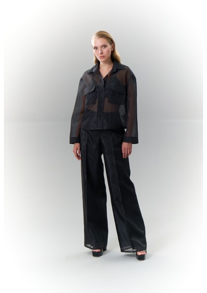 Çift Cepli Uzun Kollu Organze Gömlek Siyah K2513529_001 modelleri