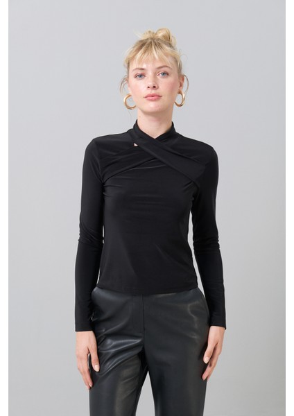 Düğüm Görünümlü Bluz Siyah K2523006_001