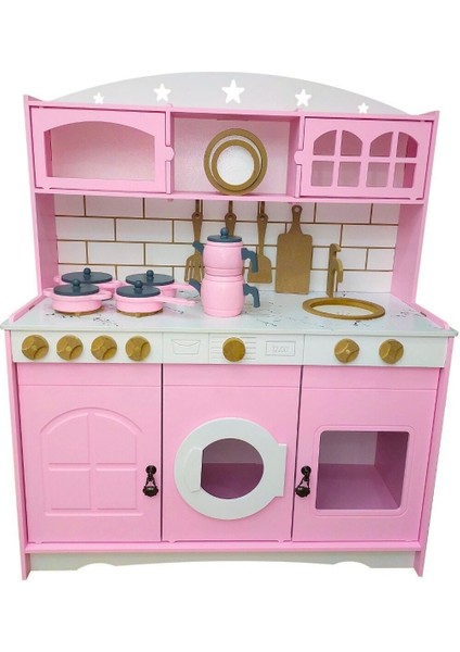 Pembe Oyuncak Mutfak Seti (Çaydanlık Setli-Ledli)