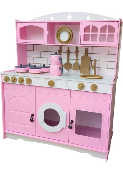 Pembe Oyuncak Mutfak Seti (Çaydanlık Setli-Ledli)
