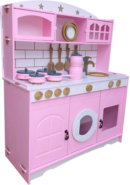 Pembe Oyuncak Mutfak Seti (Çaydanlık Setli-Ledli)
