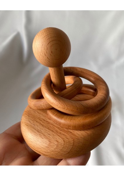 Doğal Ahşap Montessori Ahşap Oyun Seti, Oyun Halka, Disk, Çıngırak Seti 3 Lü modelleri