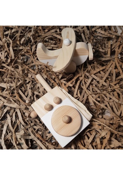 Ahşap Montessori Baby Telsiz + Baby Uçak Oyuncak Set,waldorf Oyuncak,hediyelik Çocuk Oyuncağı +2 Ya fiyatları