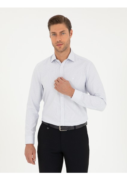 Erkek Lacivert Slim Fit Uzun Kollu Gömlek 50294168-VR033