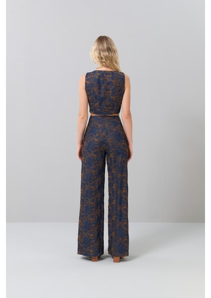 Gold Çıtçıtlı U Yaka Işlemeli Denim Yelek Lacivert K2517018_015 fiyatları