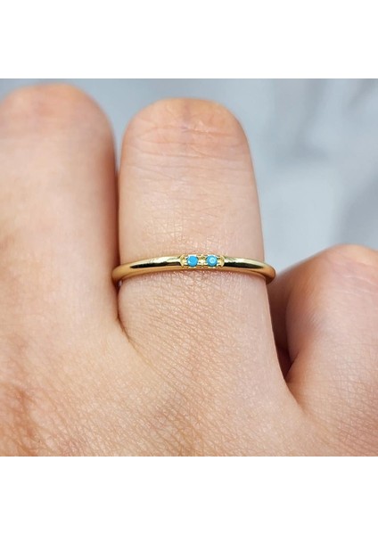 Gümüş Yüzük - Firuze(Turkuaz) Taşlı 925 Ayar Gümüş Alyans Yüzük