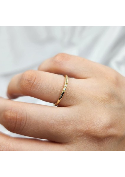 Gümüş Yüzük - Zirkon Taşlı 925 Ayar Gümüş Alyans Yüzük