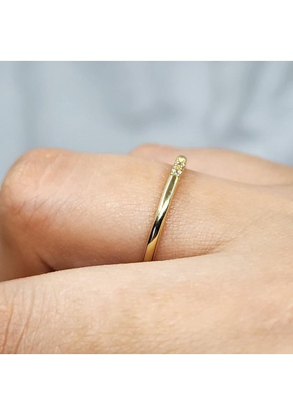 Gümüş Yüzük - Zirkon Taşlı 925 Ayar Gümüş Alyans Yüzük