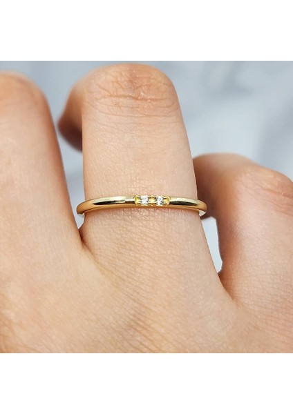 Gümüş Yüzük - Zirkon Taşlı 925 Ayar Gümüş Alyans Yüzük