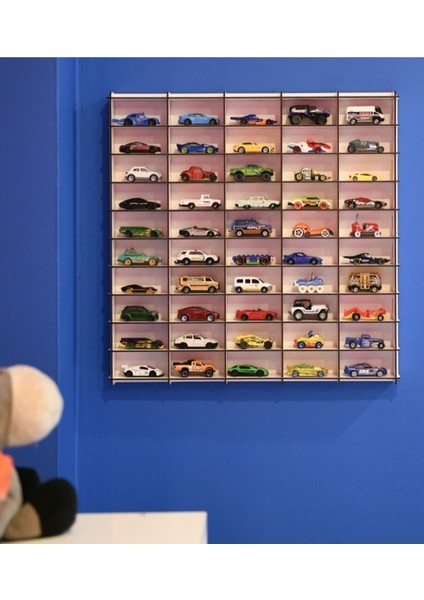 Oyuncak Araba Rafı 50'li Eskitme Beyaz (Hotwheels ,matcbox Arabaları Için Uygundur) modelleri