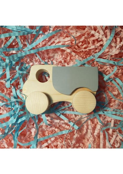 El Yapımı Ahşap Oyuncak Tekerlekli Kamyon Çevre Dostu, Eğitici,doğal Ahşap, Montessori,+3 Yaş Hediy