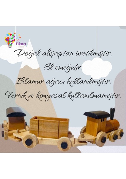 Doğal Ahşap 3 Parça Tren Seti modelleri