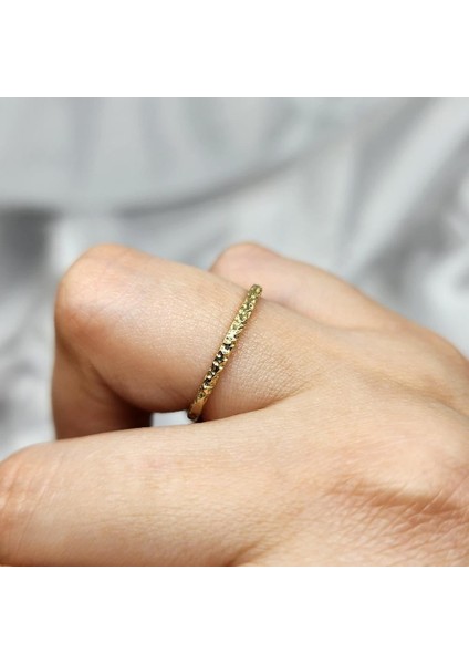 Gümüş Yüzük - Dövülü Model İnce Zarif Tasarım 925 Ayar Gümüş Alyans