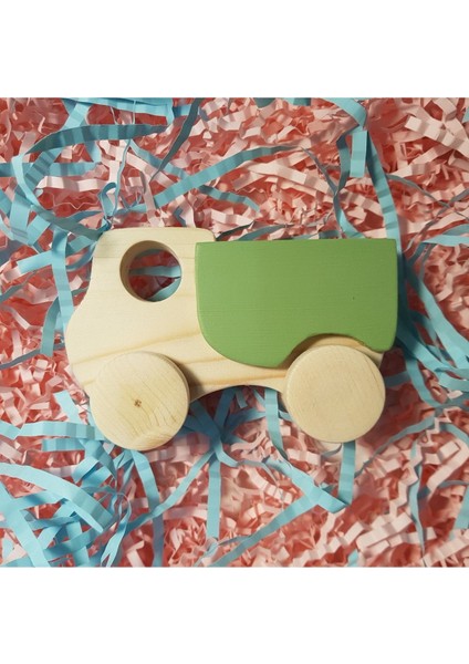 El Yapımı Ahşap Oyuncak Tekerlekli Kamyon Çevre Dostu, Eğitici,doğal Ahşap, Montessori,+3 Yaş Hediy