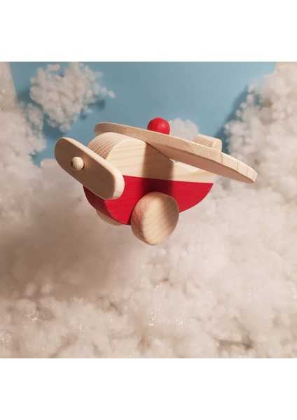 El Yapımı Ahşap Oyuncak Uçak, Eğitici, Kreatif, Vintage ve Doğal ve Güvenli Ahşap Bebek Oyuncak