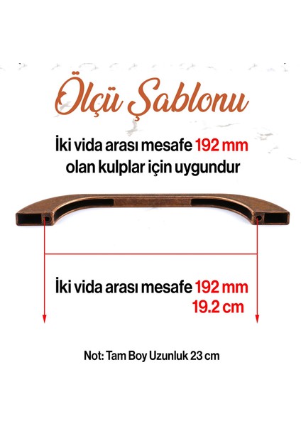 Meriç 192 mm - 192.2 cm Eskitme Antik Bakır Metal Mobilya Mutfak Dolabı Kulbu