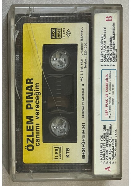 Özlem Pınar Canımı Vereceğim Kaset (Orjnal Dönem Kağıt Baskı Kaset)
