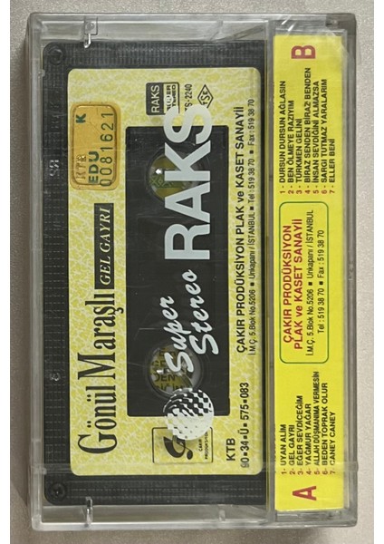 Gönül Maraşlı Gel Gayrı Kaset (Jelatininde Sıfır Orjnal Dönem Kağıt Baskı Kaset)