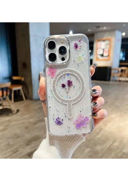 iPhone 11 Flower Magsafe Kapak Yeni Gerçek Çiçek Tasarımlı Kılıf