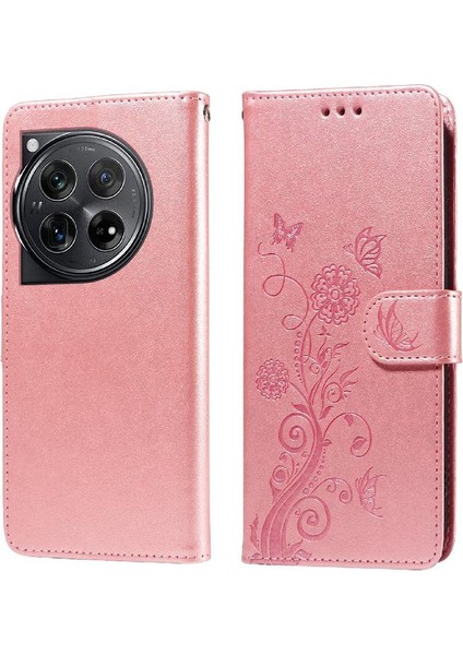 Oneplus 12 Deri Çiçek Flip Kart Yuvaları Için Flip Case (Yurt Dışından)