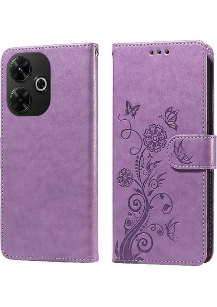 Xiaomi Redmi Için Flip Case 13 4g Deri Çevirme Çiçek Kart Yuvaları (Yurt Dışından)