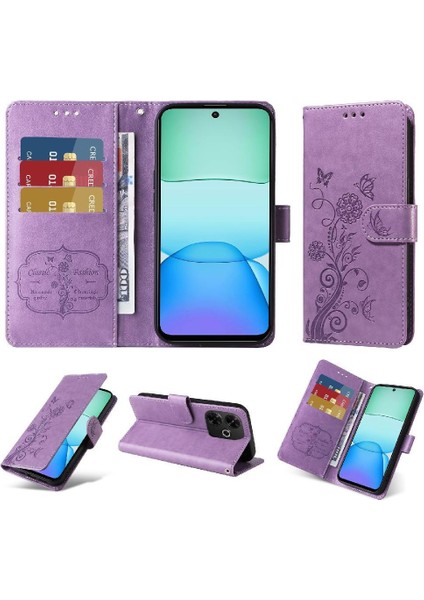 Xiaomi Redmi Için Flip Case 13 4g Deri Çevirme Çiçek Kart Yuvaları (Yurt Dışından)