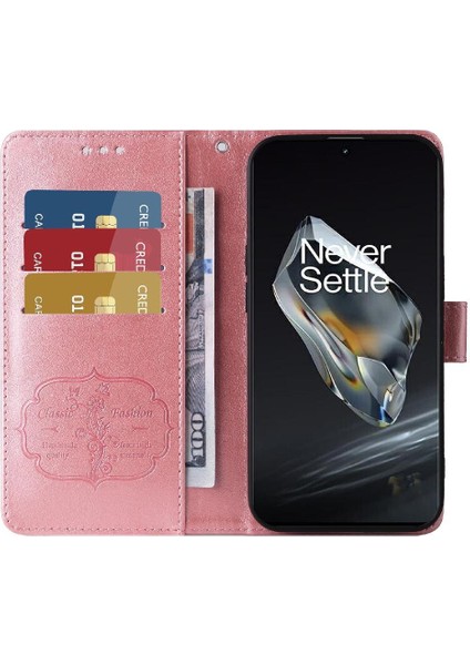 Oneplus 12 Deri Çiçek Flip Kart Yuvaları Için Flip Case (Yurt Dışından)