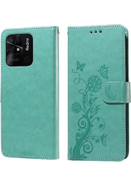 Xiaomi Redmi 10C Kart Yuvaları Deri Çiçek Flip Case (Yurt Dışından)