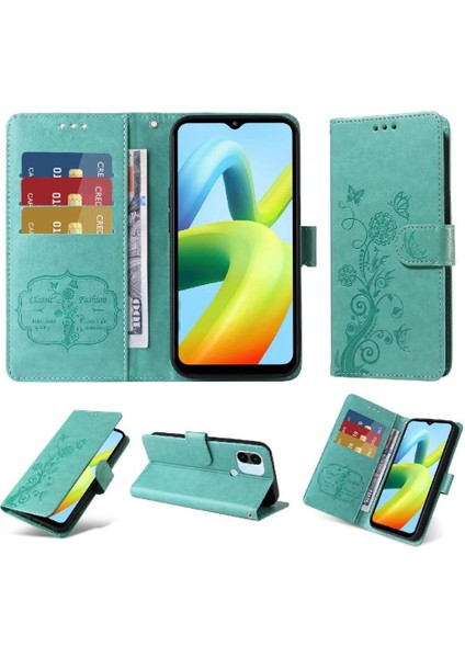 Xiaomi Redmi A1 Artı Kart Yuvaları Deri Çiçek Flip Case (Yurt Dışından)