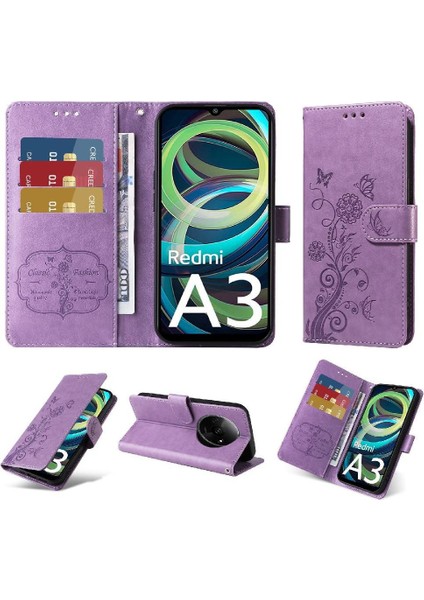 Xiaomi Redmi A3 Için Flip Case 4g Çiçek Çevirme Deri Cardyuvaları (Yurt Dışından)
