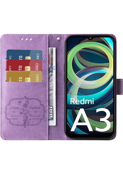 Xiaomi Redmi A3 Için Flip Case 4g Çiçek Çevirme Deri Cardyuvaları (Yurt Dışından) modelleri