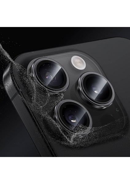 Apple iPhone 16 Pro Max Uyumlu Parlama Önleyici Glass Warrior Metal Kamera Lens Koruyucu Siyah
