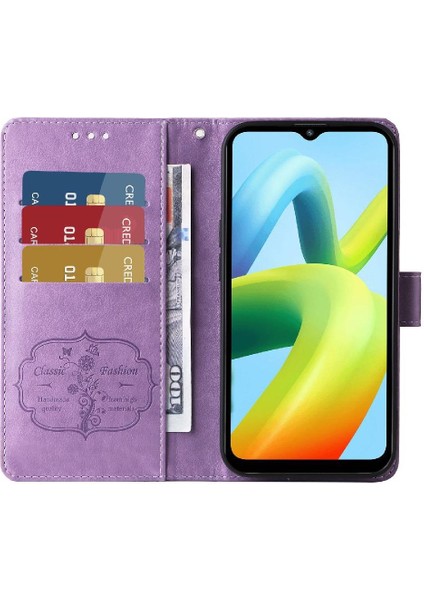 Xiaomi Redmi A1 Artı Kart Yuvaları Deri Çiçek Flip Case (Yurt Dışından)