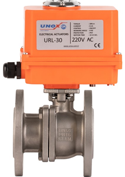 DN15-1/2" 220 V Ac Elektrikli Aktüatörlü Flanşlı Küresel Vana 2 Parçalı