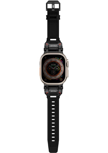 Watch 42MM Uyumlu Kordon Skinarma Titon Serisi Hava Alabilen Delikli Strap Kayış Siyah