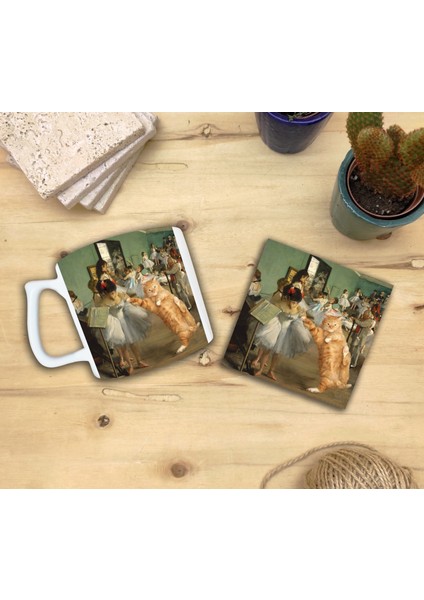 Kediler ve Sanat/edgar Degas The Dance Class Set 10 - Yelken Fincan Kupa-Taş Bardak Altlığı 1 fiyatları