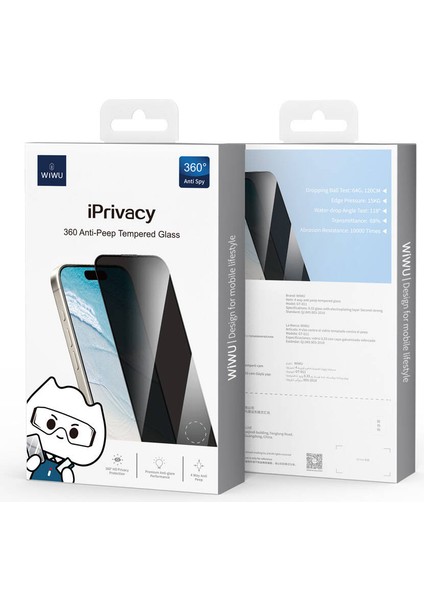 Apple iPhone 16 Pro Uyumlu GT-011 Oleofobik Kaplama Temperli Privacy Hayalet Cam Ekran Koruyucu