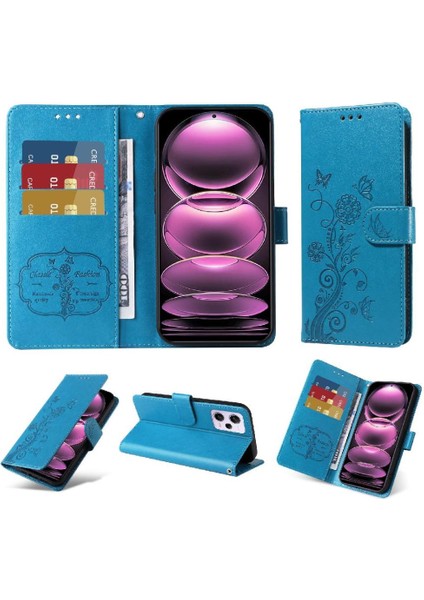 Xiaomi Redmi Not 12 Için Flip Case Pro Artı Flip Kart Yuvaları Deri Çiçek (Yurt Dışından)