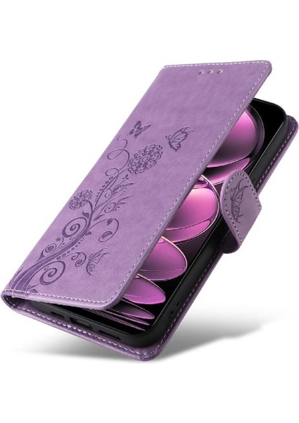 Xiaomi Redmi Not 12 Için Flip Case Pro Artı Flip Kart Yuvaları Deri Çiçek (Yurt Dışından)